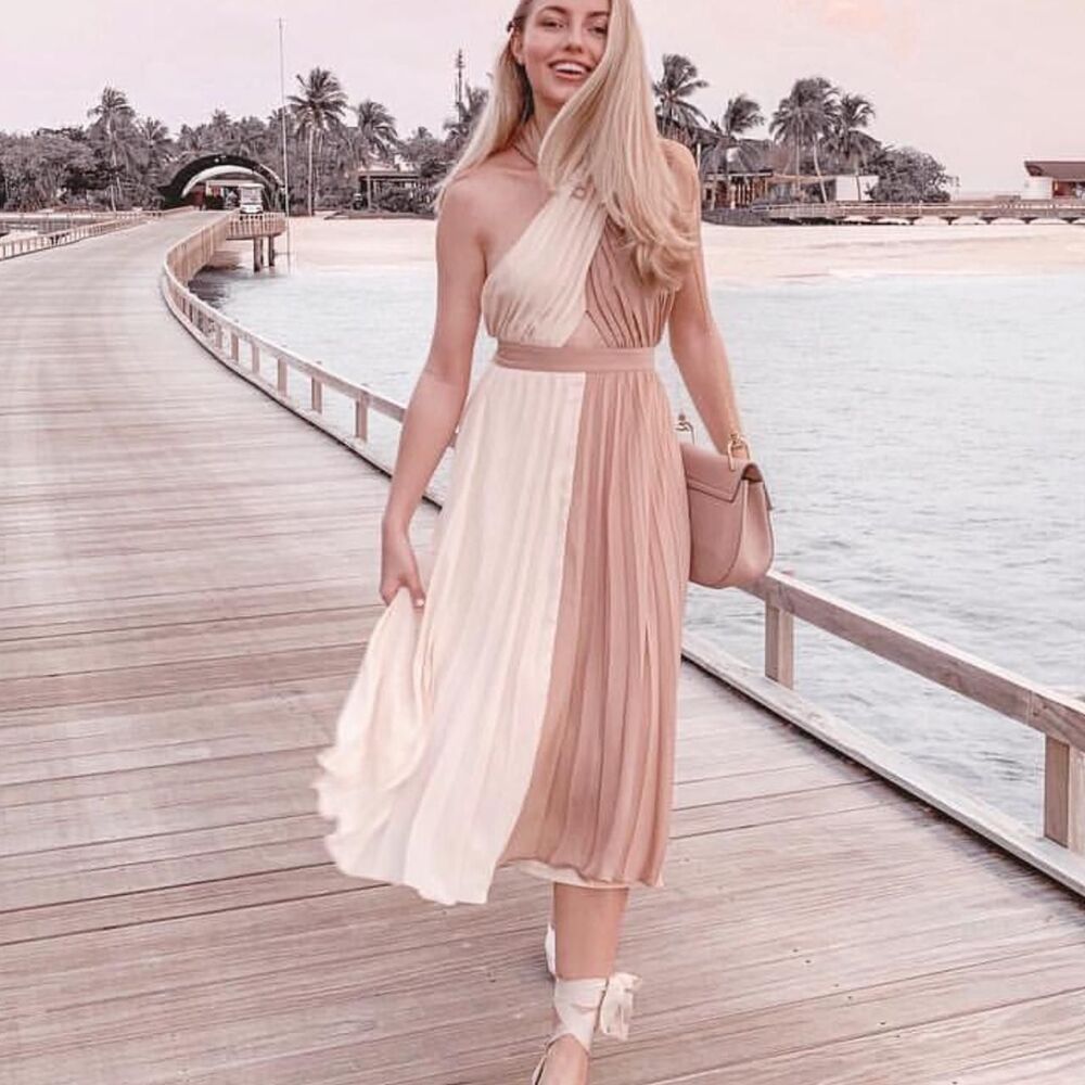 Asos Women's Cream and Tan Dress